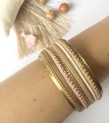 Manchette Rose et Beige