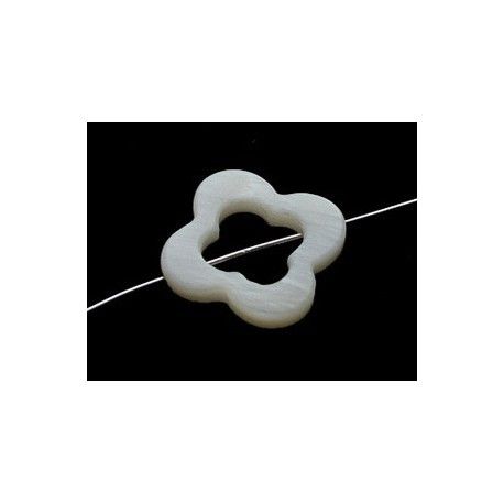 Nacre blanche fleur 4 pétales évidée 17x20mm x2  - 1