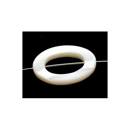 Nacre blanche anneau ovale 26x19mm x2  - 1