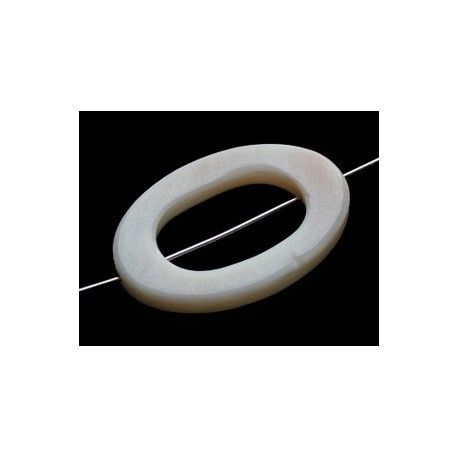 Nacre blanche anneau ovale 30x20mm x2  - 1