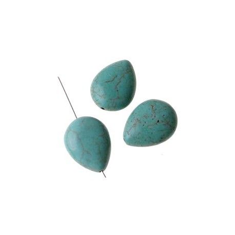 Howlite goutte 19x15mm TURQUOISE x3  - 1