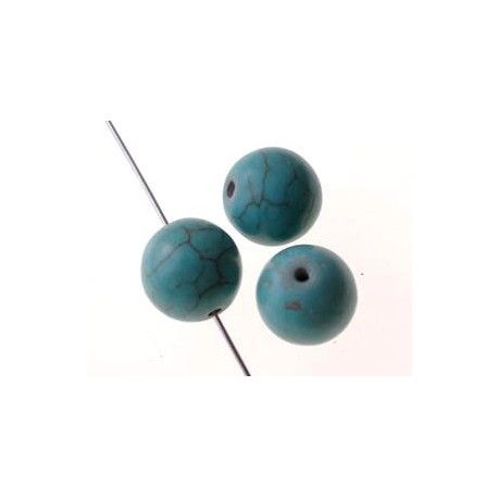 Howlite ronde 12mm TURQUOISE x6  - 1