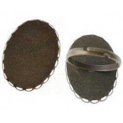 Ring setting for cabochon oval indented 25x18mm BRONZE COLOR