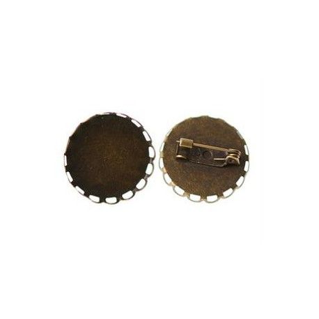 Support de broche porte cabochon 20mm LAITON VIEILLI  - 1