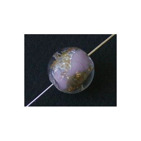 Ronde 12mm inclusion or/argent/aventurine LILAS/CRYSTAL x1  - 1