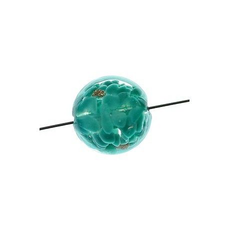 Ronde aplatie 16mm nuage aventurine EMERALD/CRYSTAL x1  - 1