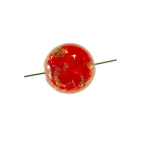 Ronde aplatie 16mm nuage aventurine ROUGE/CRYSTAL x1  - 1