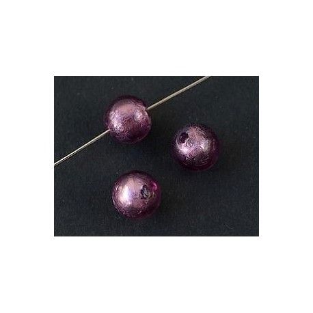 Ronde inclusion feuille d'argent 8mm AMETHYST x3  - 1