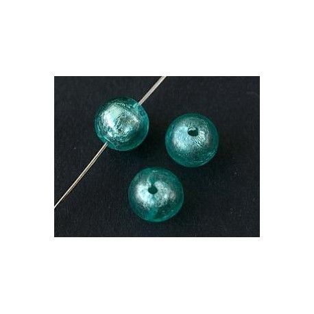 Ronde inclusion feuille d'argent 8mm LIGHT EMERALD x3  - 1