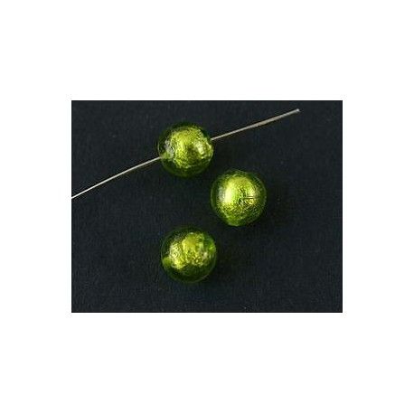 Ronde inclusion feuille d'argent 8mm OLIVINE x3  - 1