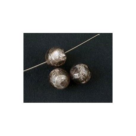 Ronde inclusion feuille d'argent 8mm GREIGE x3  - 1