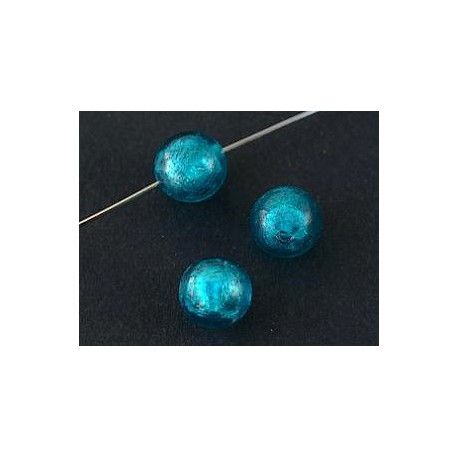 Ronde inclusion feuille d'argent 10mm BLUE ZIRCON x2  - 1