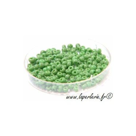Rocaille VERT OPAQUE 2.5mm mesure de 12.50 gr environ 400 perles  - 1