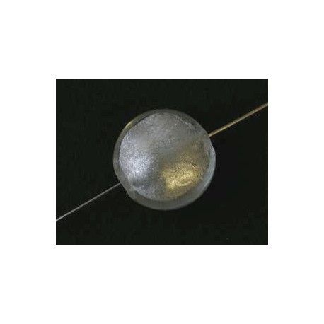 Ronde aplatie inclusion feuille d'argent 14mm CRYSTAL x1  - 1
