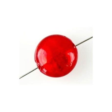 Ronde aplatie inclusion feuille d'argent 14mm LIGHT SIAM x1  - 1