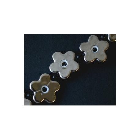 Donut fleur céramique 29mm ARGENTÉ RHODIUM x 1fil  - 1