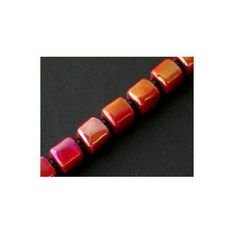 Cube céramique 15x14mm ROUGE AB x1fil  - 1