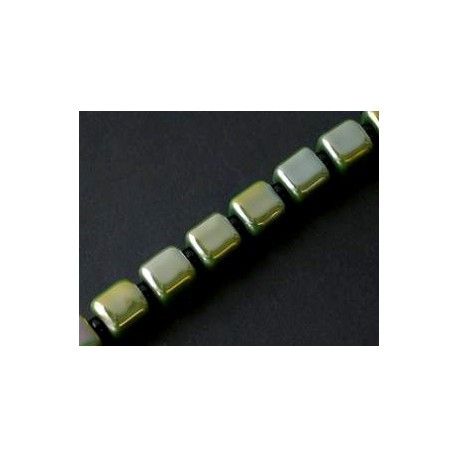 Cube céramique 15x14mm VERT AB x1fil  - 1