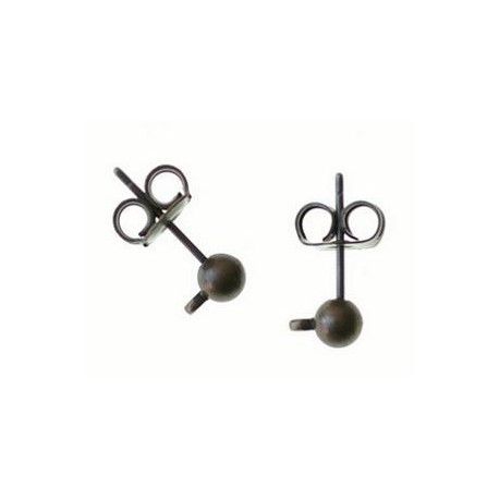 Support BO boule 4mm + anneau LAITON VIEILLI x2  - 1