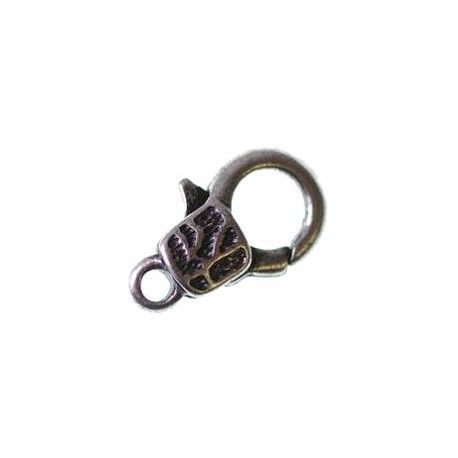 Mousqueton sculpté 17mm ARGENTÉ VIEILLI  - 1