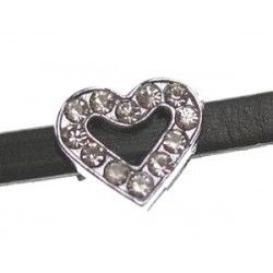 Loop heart with strass 14.5x12mm ep.5mm