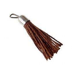 Pompon of thread with saucer silver color 35mm BROWN
