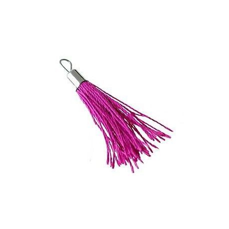 Pompon de fils avec calotte argenté 35mm FUSHIA  - 1