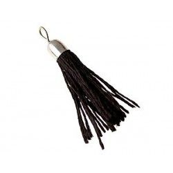 Pompon of thread with saucer silver color 35mm BLACK
