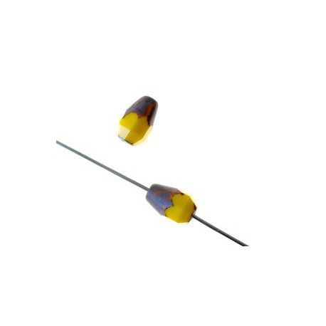 Goutte facettée effet pierre 8x5mm JAUNE x3  - 1