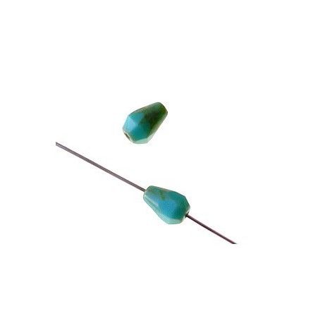 Goutte facettée effet pierre 8x5mm TURQUOISE x3  - 1