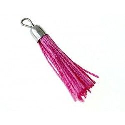 Pompon of thread with saucer silver color 35mm PINK
