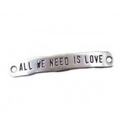 Spacer &#039;All we need is love&#039; 40x6mm OLD SILVER COLOR