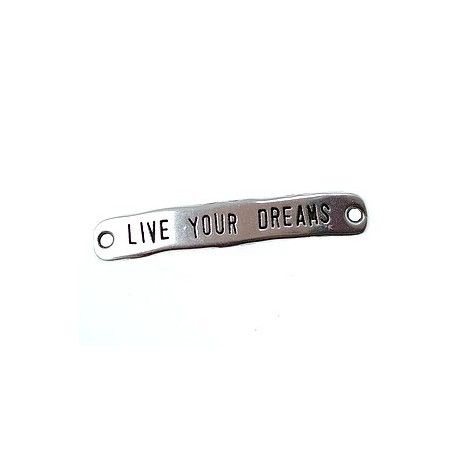 Intercalaire message 'Live your dream' 40x6mm ARGENTÉ SATINÉ  - 1