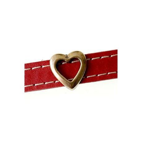 Passant pour cuir coeur évidé 14x13mm LAITON VIEILLI  - 1