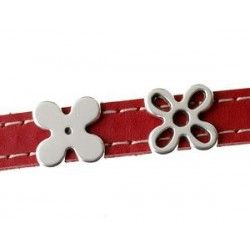 Loop for leather clover hollowed 13mm OLD SILVER COLOR x1