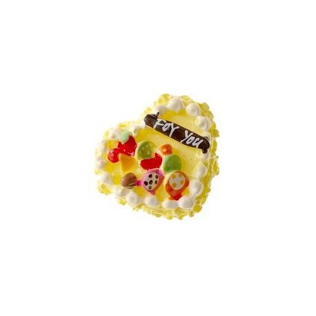 Gateau coeur à coller 27x23mm JAUNE x1  - 1