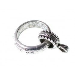 Scarf tie ring engraved 39x25mm OLD SILVER COLOR