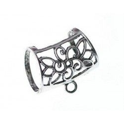Scarf tie ring with flower 33x25mm OLD SILVER COLOR