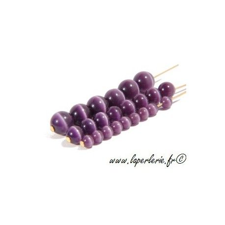 Oeil de chat ronde 6mm AMETHYST x10  - 1
