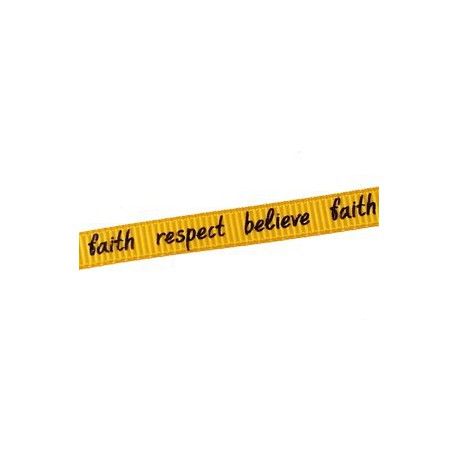 Ruban gros grain 'respect/believe/faith' 7mm JAUNE x1m  - 1