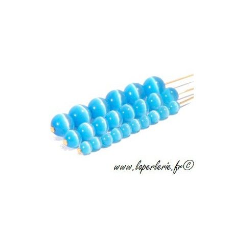 Oeil de chat ronde 4mm CAPRI BLUE x30  - 1