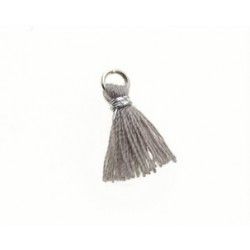 Pompon of threads with loop 10/12mm silver thread GRAY x2