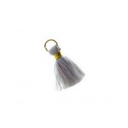 Pompon of threads with loop 10/12mm gold thread GRIS PERLE x2