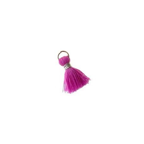 Mini Pompon de fils avec anneau 10/12mm fil argenté VIOLINE x2  - 1