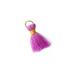 Pompon of threads with loop 10/12mm gold thread LILA x2