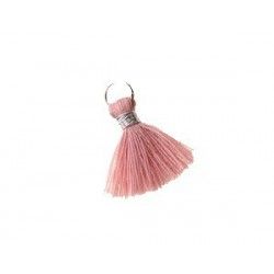 Pompon of threads with ring 10/12mm silver thread PINK POWDER