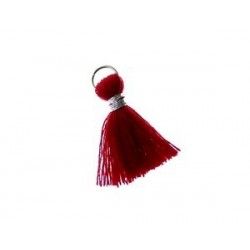 Pompon of threads with loop 10/12mm silver thread BORDEAUX x2