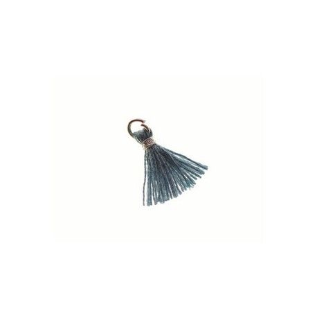 Mini pompon de fils avec anneau 10/12mm fil argenté DENIM x2  - 1