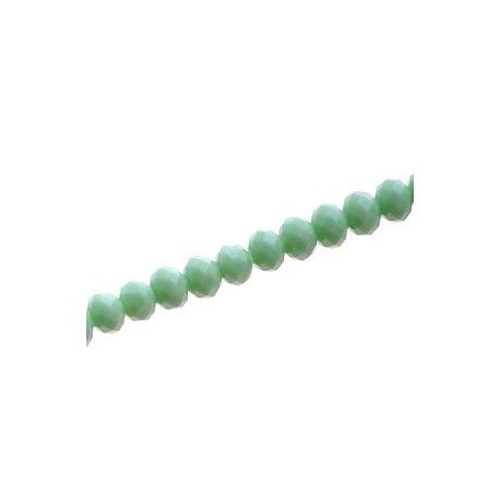 Ronde aplatie facettée 4x3mm VERT JADE OPAQUE fil 40cm  - 1