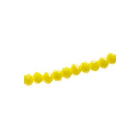 Ronde aplatie facettée 4x3mm JAUNE OPAQUE fil 40cm  - 1